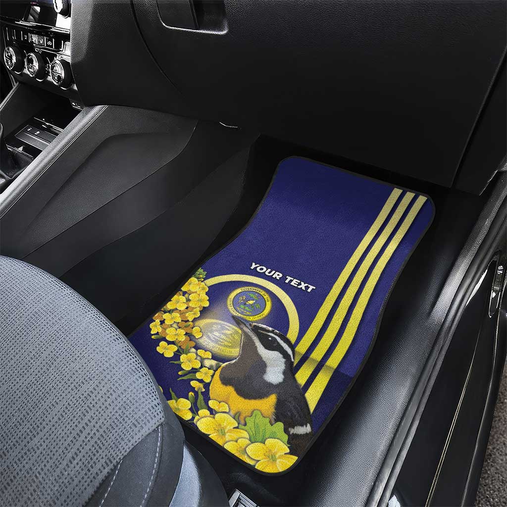 United States Virgin Islands Car Mats Bananaquit Bird With Yellow Sage Flowers - Wonder Print Shop