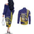 Personalized United States Virgin Islands Couples Matching Off The Shoulder Long Sleeve Dress and Long Sleeve Button Shirt Bananaquit Bird With Yellow Sage Flowers - Wonder Print Shop