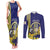 Personalized United States Virgin Islands Couples Matching Tank Maxi Dress and Long Sleeve Button Shirt Bananaquit Bird With Yellow Sage Flowers - Wonder Print Shop
