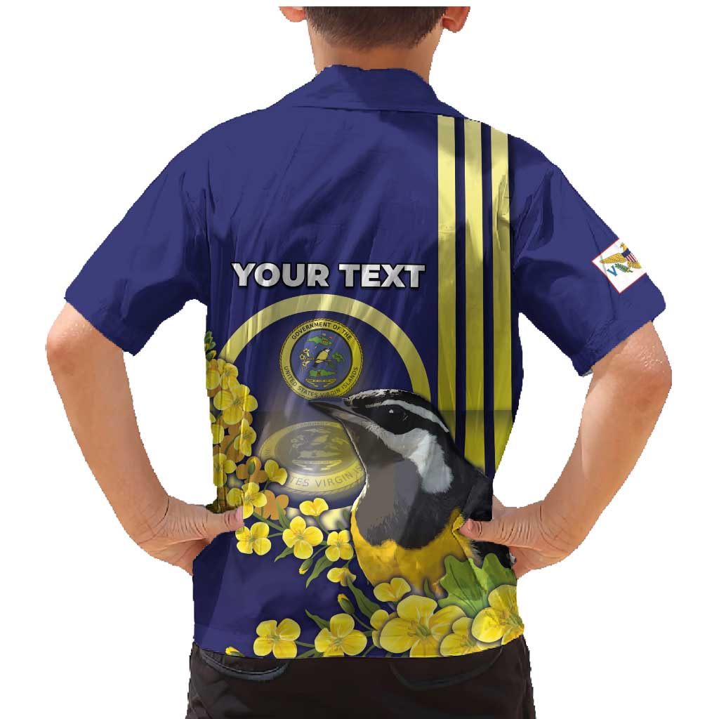 Personalized United States Virgin Islands Family Matching Mermaid Dress and Hawaiian Shirt Bananaquit Bird With Yellow Sage Flowers - Wonder Print Shop