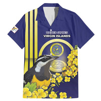 Personalized United States Virgin Islands Family Matching Mermaid Dress and Hawaiian Shirt Bananaquit Bird With Yellow Sage Flowers - Wonder Print Shop