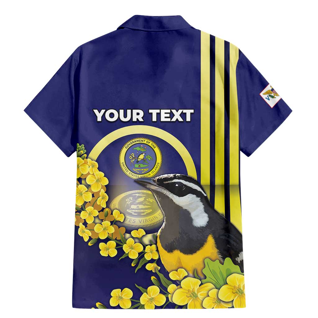 Personalized United States Virgin Islands Family Matching Mermaid Dress and Hawaiian Shirt Bananaquit Bird With Yellow Sage Flowers - Wonder Print Shop