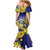 Personalized United States Virgin Islands Family Matching Mermaid Dress and Hawaiian Shirt Bananaquit Bird With Yellow Sage Flowers - Wonder Print Shop