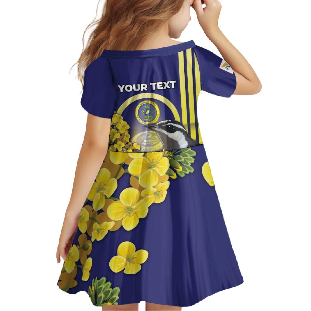 Personalized United States Virgin Islands Family Matching Short Sleeve Bodycon Dress and Hawaiian Shirt Bananaquit Bird With Yellow Sage Flowers - Wonder Print Shop