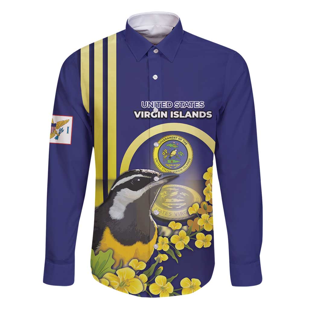 Personalized United States Virgin Islands Family Matching Summer Maxi Dress and Hawaiian Shirt Bananaquit Bird With Yellow Sage Flowers - Wonder Print Shop