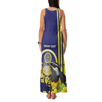 Personalized United States Virgin Islands Family Matching Tank Maxi Dress and Hawaiian Shirt Bananaquit Bird With Yellow Sage Flowers - Wonder Print Shop