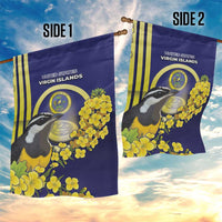United States Virgin Islands Garden Flag Bananaquit Bird With Yellow Sage Flowers - Wonder Print Shop