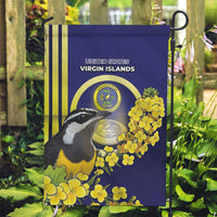 United States Virgin Islands Garden Flag Bananaquit Bird With Yellow Sage Flowers - Wonder Print Shop