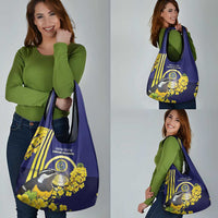 United States Virgin Islands Grocery Bag Bananaquit Bird With Yellow Sage Flowers - Wonder Print Shop