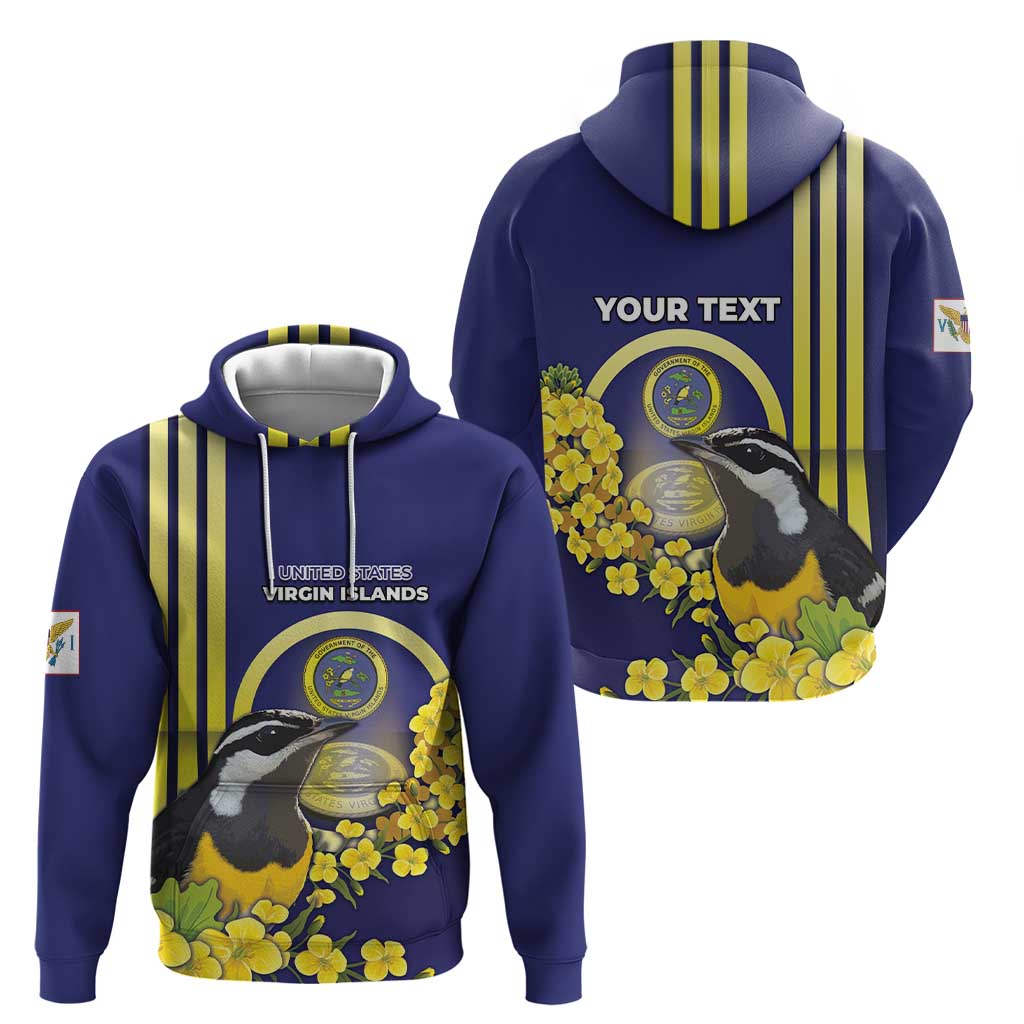 Personalized United States Virgin Islands Hoodie Bananaquit Bird With Yellow Sage Flowers - Wonder Print Shop