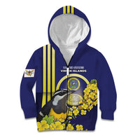 Personalized United States Virgin Islands Kid Hoodie Bananaquit Bird With Yellow Sage Flowers - Wonder Print Shop