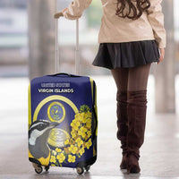 United States Virgin Islands Luggage Cover Bananaquit Bird With Yellow Sage Flowers - Wonder Print Shop