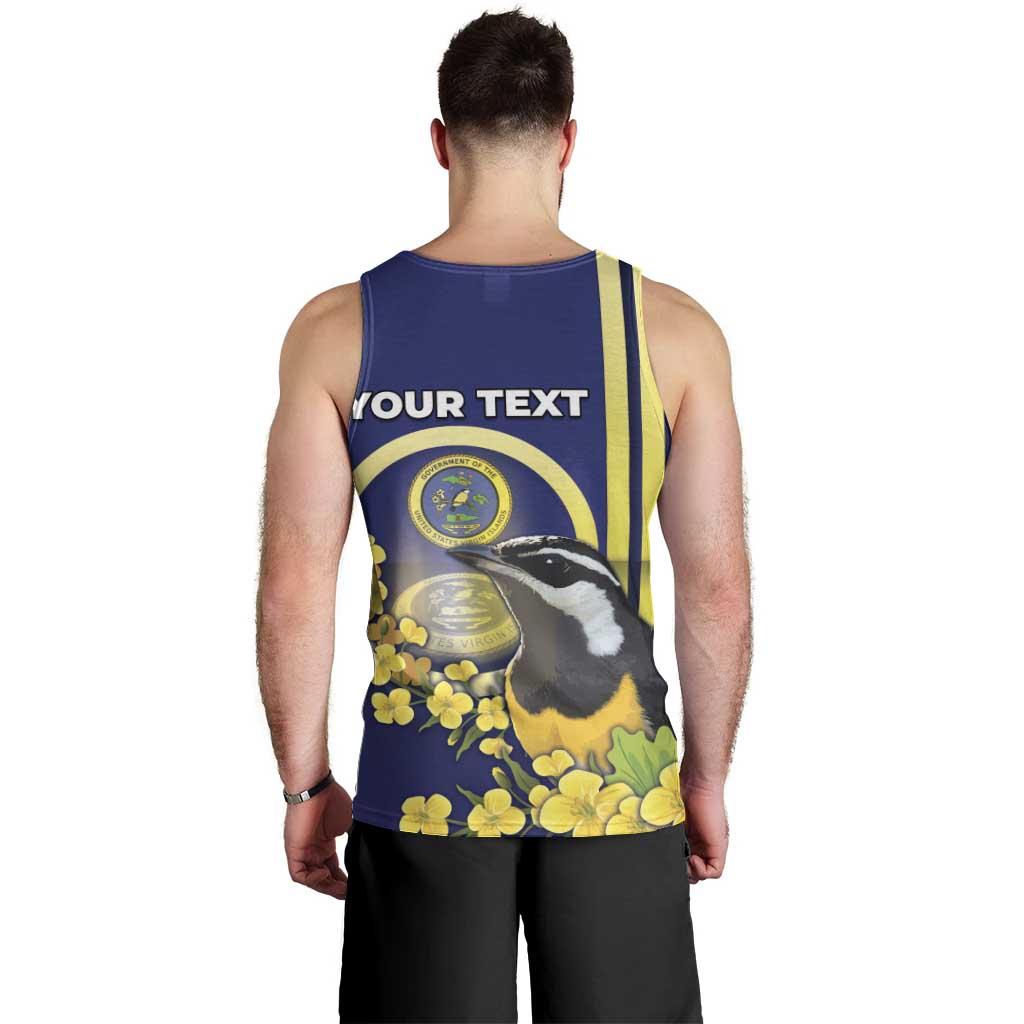 Personalized United States Virgin Islands Men Tank Top Bananaquit Bird With Yellow Sage Flowers - Wonder Print Shop