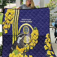 United States Virgin Islands Quilt Bananaquit Bird With Yellow Sage Flowers - Wonder Print Shop