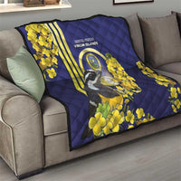 United States Virgin Islands Quilt Bananaquit Bird With Yellow Sage Flowers - Wonder Print Shop