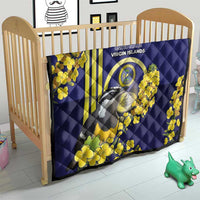 United States Virgin Islands Quilt Bananaquit Bird With Yellow Sage Flowers - Wonder Print Shop