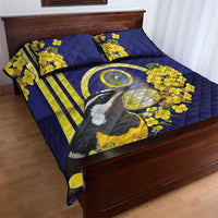 United States Virgin Islands Quilt Bed Set Bananaquit Bird With Yellow Sage Flowers - Wonder Print Shop