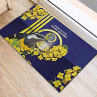 United States Virgin Islands Rubber Doormat Bananaquit Bird With Yellow Sage Flowers - Wonder Print Shop