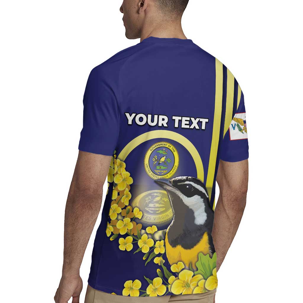 Personalized United States Virgin Islands Rugby Jersey Bananaquit Bird With Yellow Sage Flowers - Wonder Print Shop