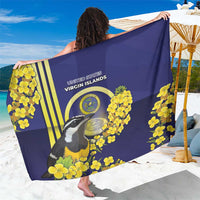 United States Virgin Islands Sarong Bananaquit Bird With Yellow Sage Flowers - Wonder Print Shop