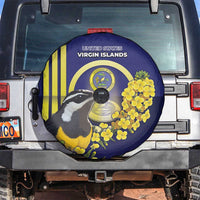 United States Virgin Islands Spare Tire Cover Bananaquit Bird With Yellow Sage Flowers - Wonder Print Shop