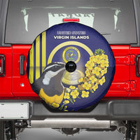 United States Virgin Islands Spare Tire Cover Bananaquit Bird With Yellow Sage Flowers - Wonder Print Shop