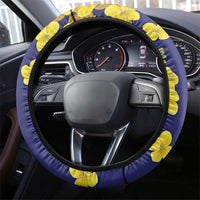 United States Virgin Islands Steering Wheel Cover Bananaquit Bird With Yellow Sage Flowers - Wonder Print Shop