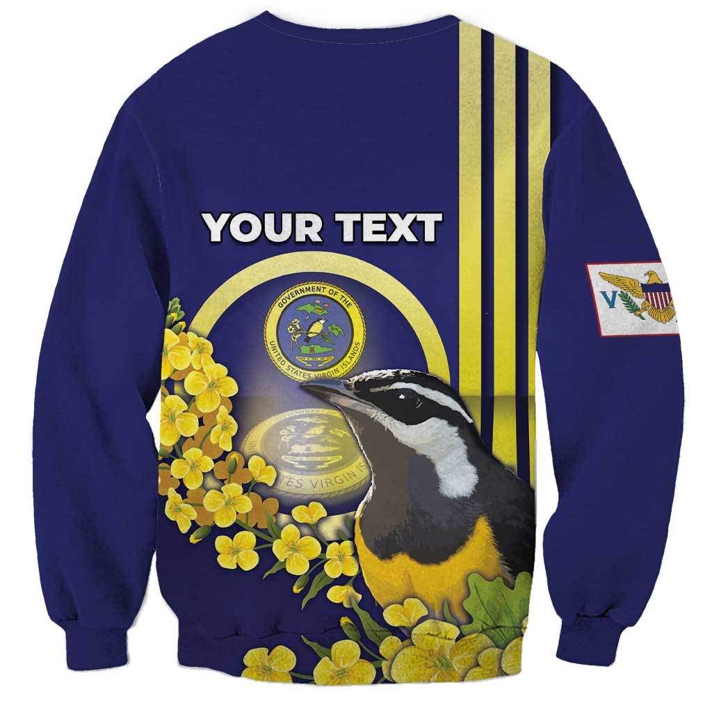 Personalized United States Virgin Islands Sweatshirt Bananaquit Bird With Yellow Sage Flowers - Wonder Print Shop