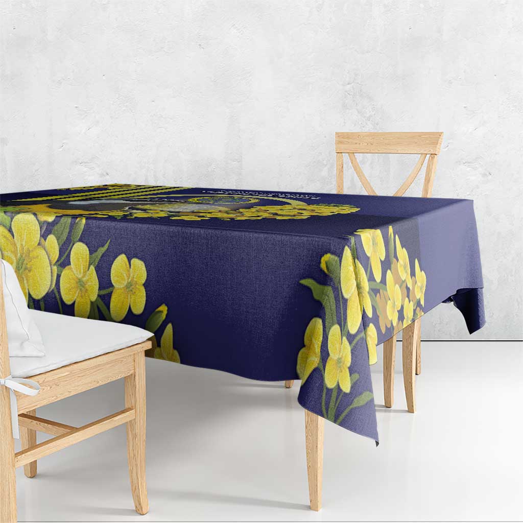 United States Virgin Islands Tablecloth Bananaquit Bird With Yellow Sage Flowers - Wonder Print Shop