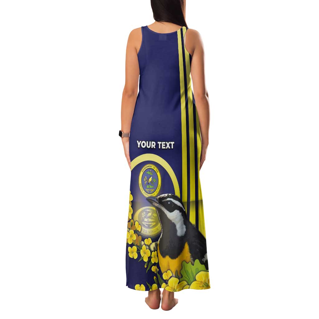 Personalized United States Virgin Islands Tank Maxi Dress Bananaquit Bird With Yellow Sage Flowers - Wonder Print Shop