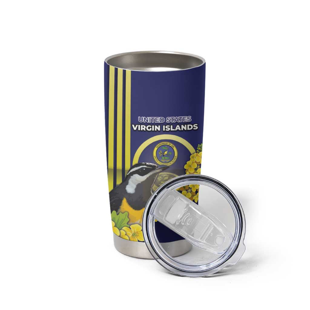 Personalized United States Virgin Islands Tumbler Cup Bananaquit Bird With Yellow Sage Flowers - Wonder Print Shop