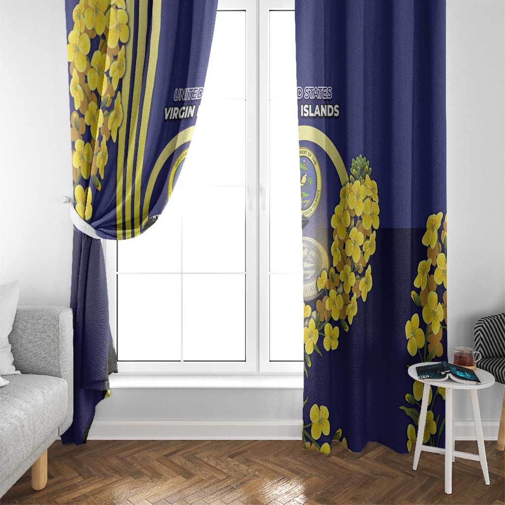 United States Virgin Islands Window Curtain Bananaquit Bird With Yellow Sage Flowers - Wonder Print Shop