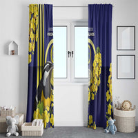 United States Virgin Islands Window Curtain Bananaquit Bird With Yellow Sage Flowers - Wonder Print Shop