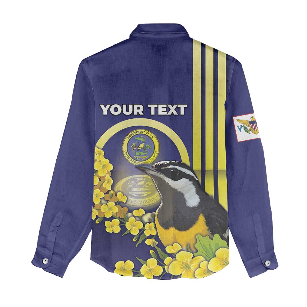 Personalized United States Virgin Islands Women Casual Shirt Bananaquit Bird With Yellow Sage Flowers - Wonder Print Shop