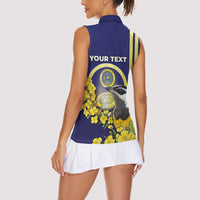 Personalized United States Virgin Islands Women Sleeveless Polo Shirt Bananaquit Bird With Yellow Sage Flowers - Wonder Print Shop