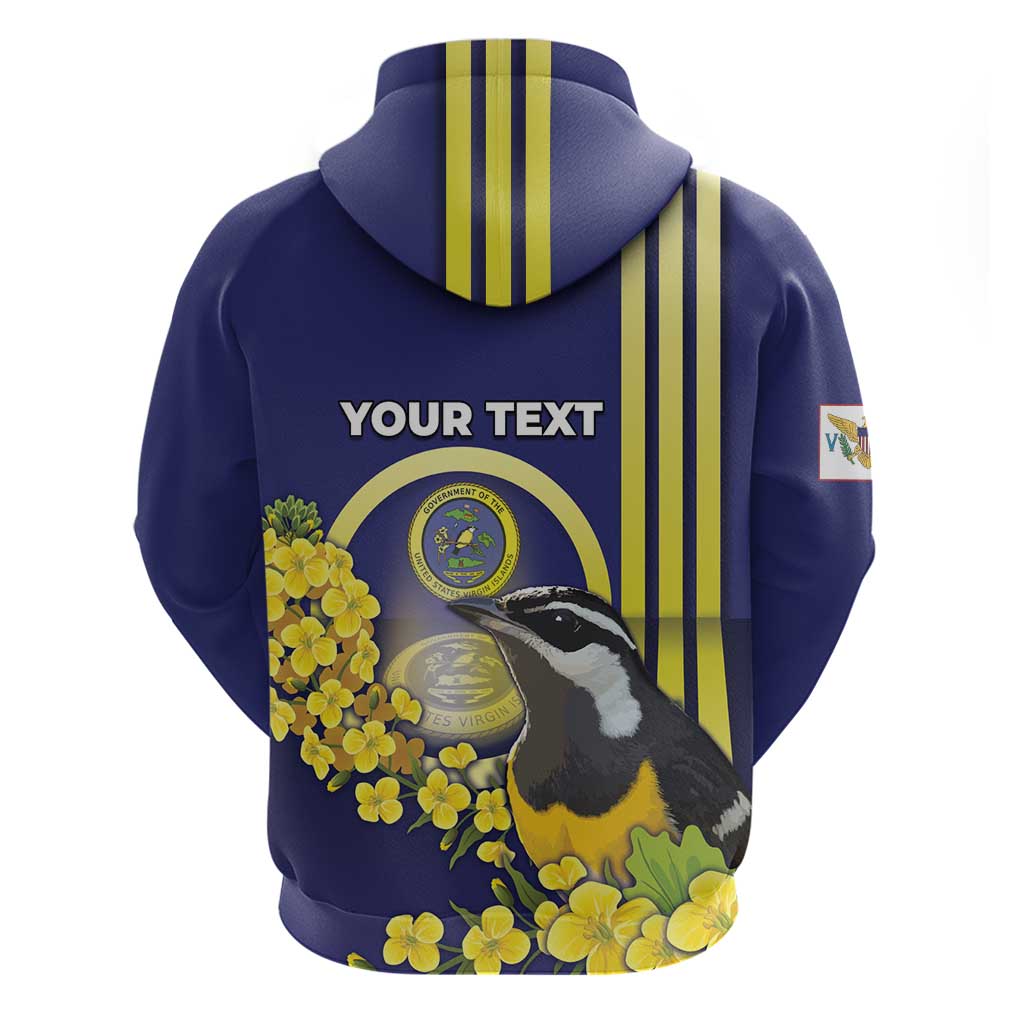 Personalized United States Virgin Islands Zip Hoodie Bananaquit Bird With Yellow Sage Flowers - Wonder Print Shop