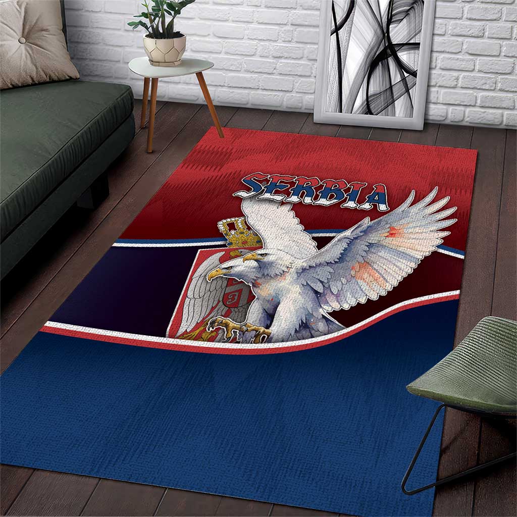 Serbia Area Rug White Double Headed Eagle With Coat Of Arms - Wonder Print Shop