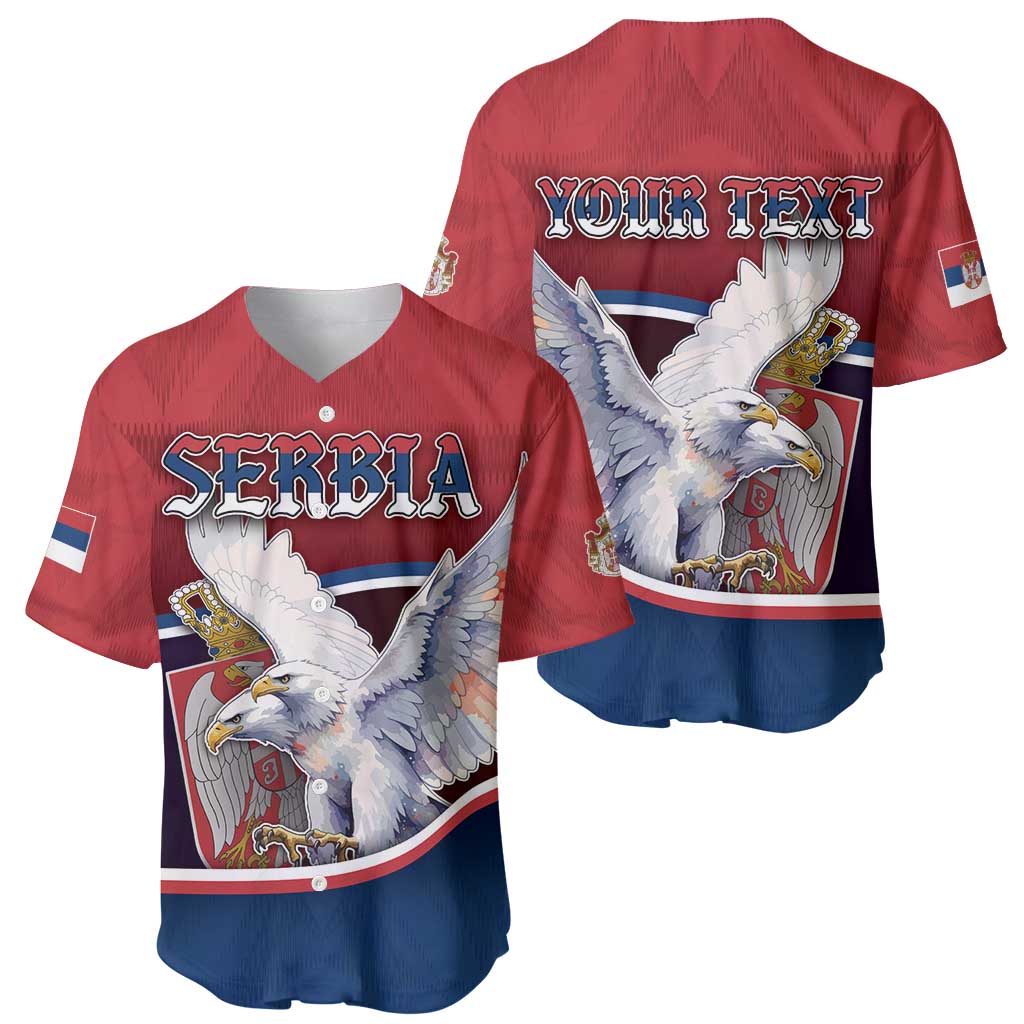 Personalized Serbia Baseball Jersey White Double Headed Eagle With Coat Of Arms - Wonder Print Shop