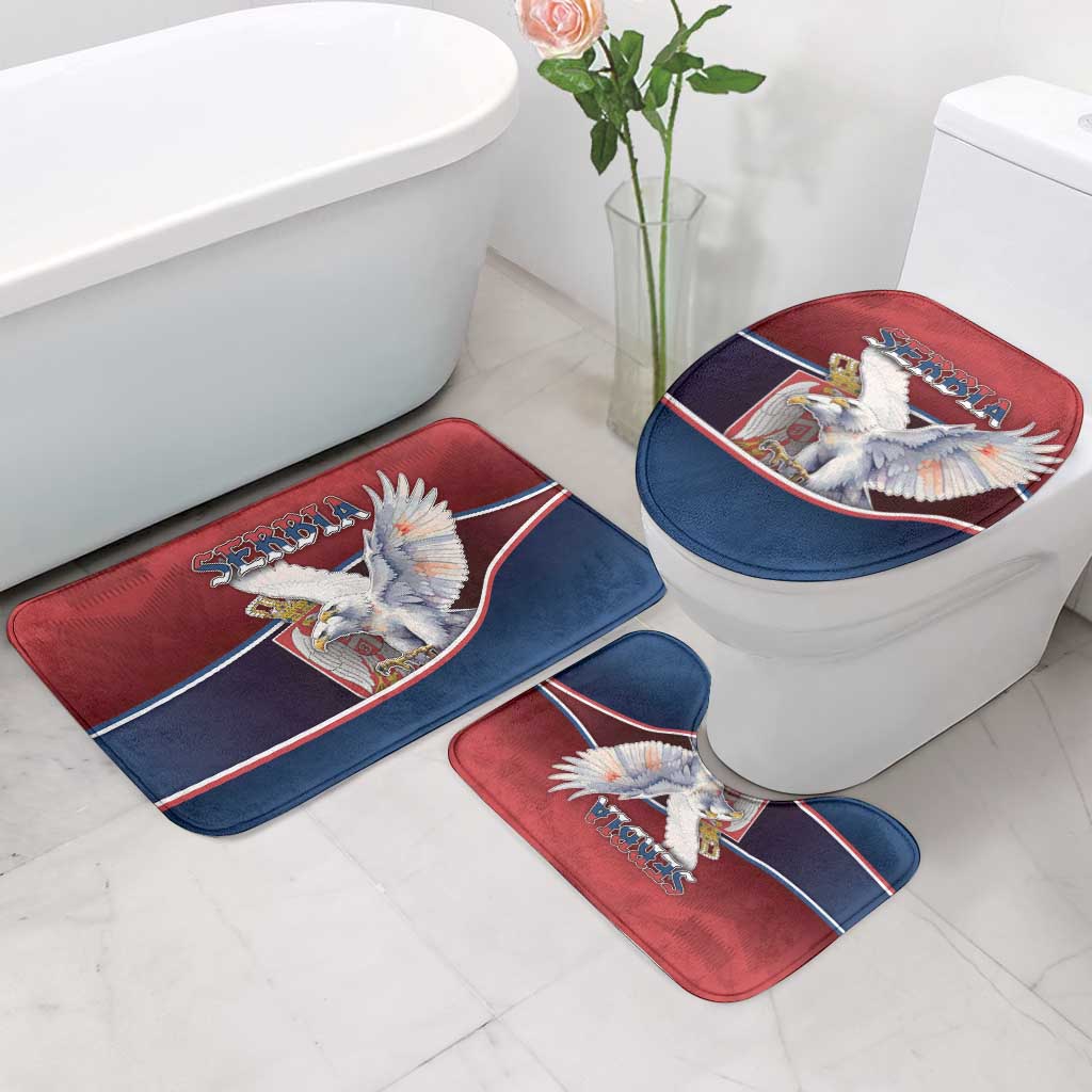 Serbia Bathroom Set White Double Headed Eagle With Coat Of Arms - Wonder Print Shop
