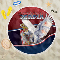 Serbia Beach Blanket White Double Headed Eagle With Coat Of Arms - Wonder Print Shop