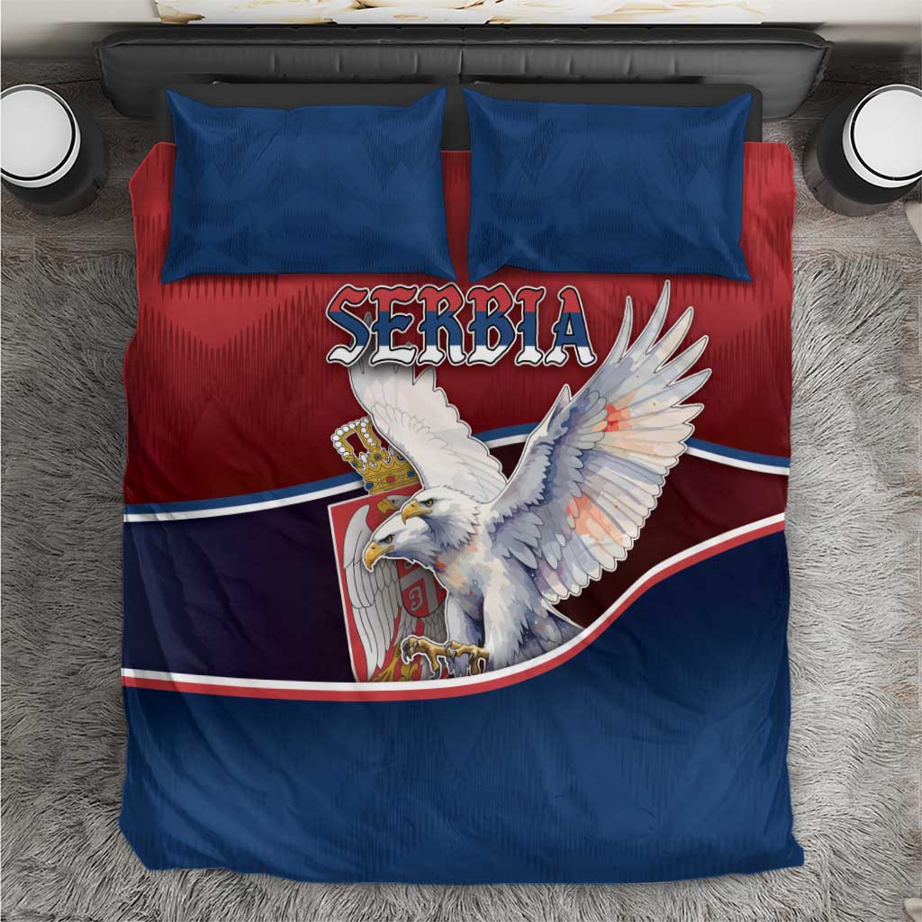 Serbia Bedding Set White Double Headed Eagle With Coat Of Arms - Wonder Print Shop