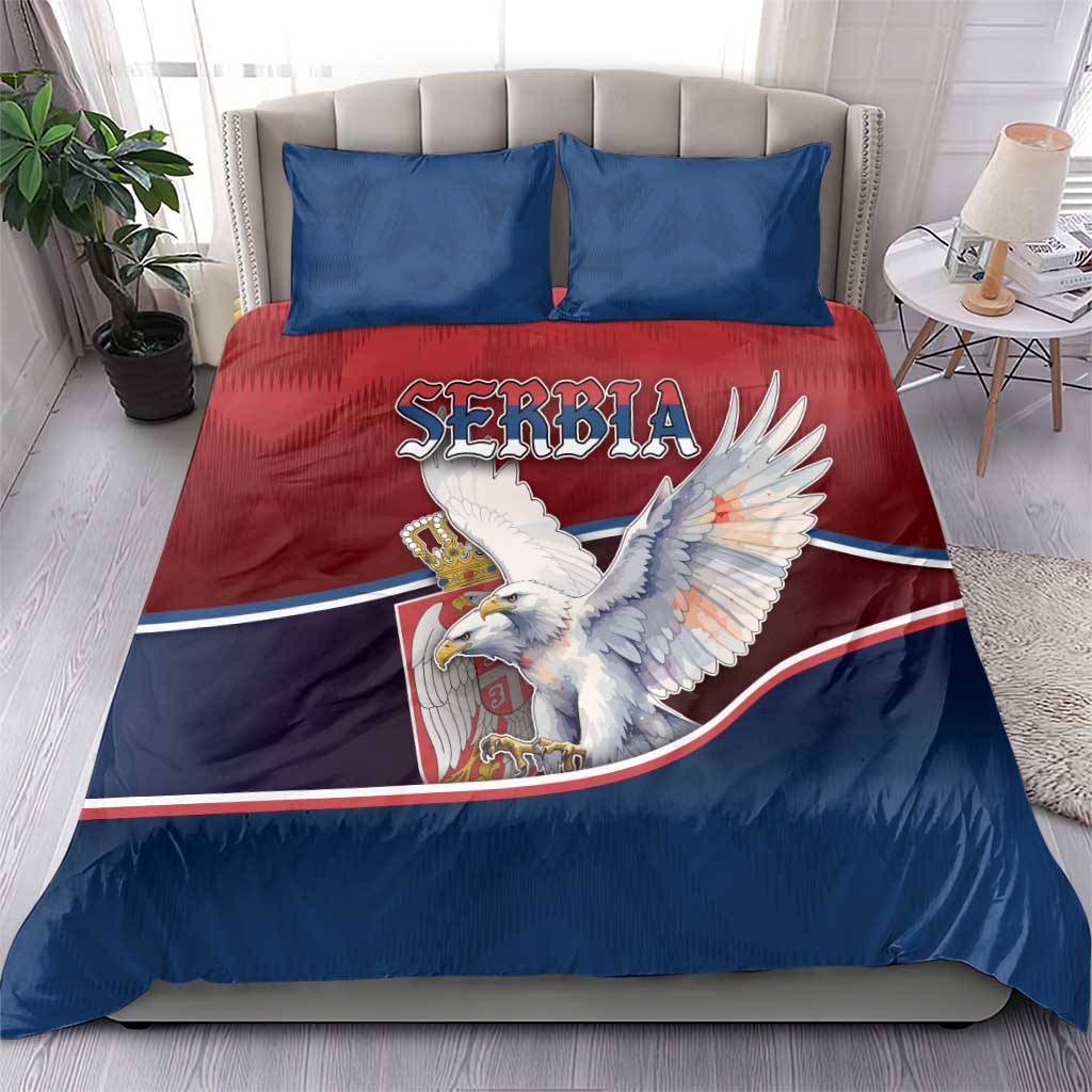 Serbia Bedding Set White Double Headed Eagle With Coat Of Arms - Wonder Print Shop