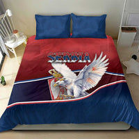 Serbia Bedding Set White Double Headed Eagle With Coat Of Arms - Wonder Print Shop