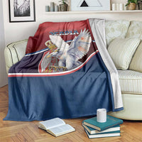 Serbia Blanket White Double Headed Eagle With Coat Of Arms - Wonder Print Shop