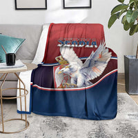 Serbia Blanket White Double Headed Eagle With Coat Of Arms - Wonder Print Shop