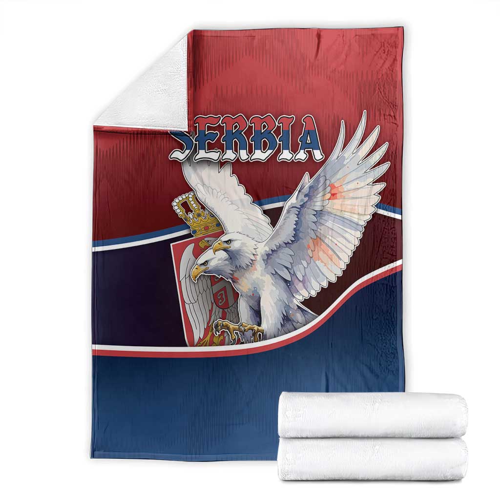 Serbia Blanket White Double Headed Eagle With Coat Of Arms - Wonder Print Shop