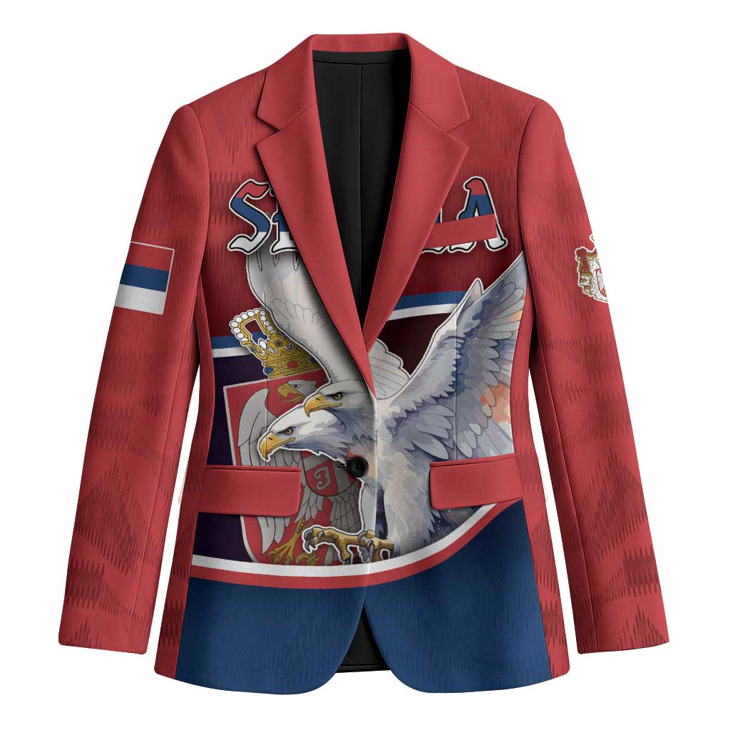 Personalized Serbia Blazer White Double Headed Eagle With Coat Of Arms - Wonder Print Shop