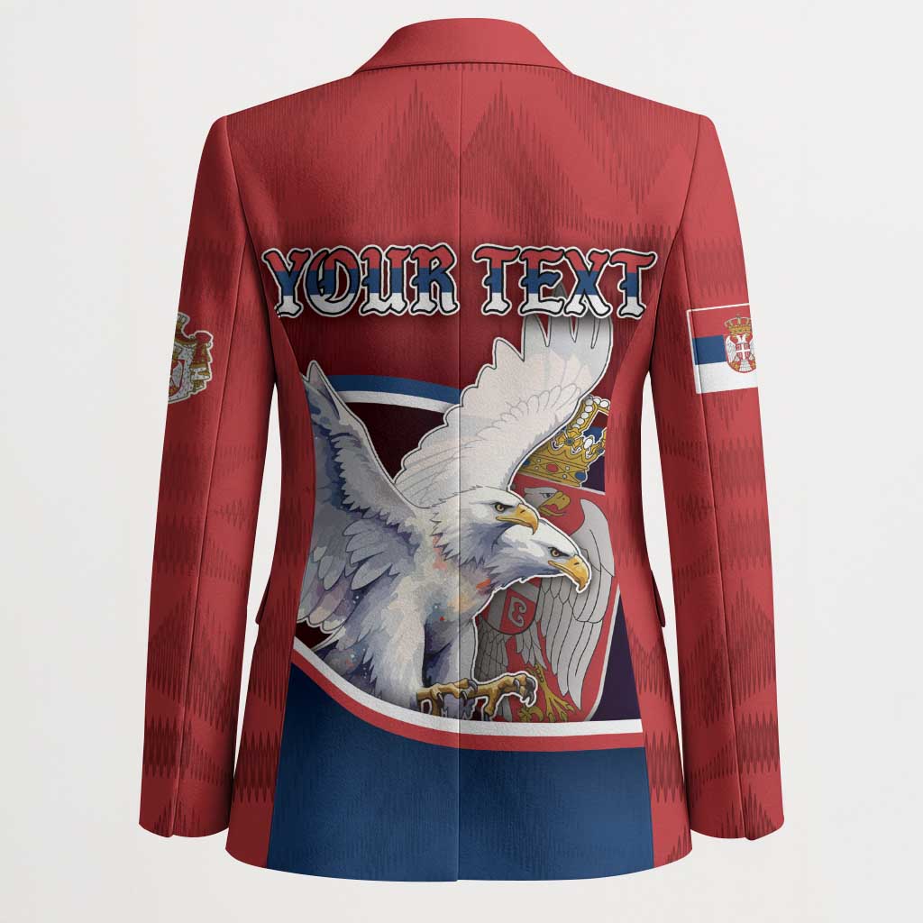 Personalized Serbia Blazer White Double Headed Eagle With Coat Of Arms - Wonder Print Shop