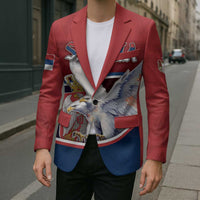 Personalized Serbia Blazer White Double Headed Eagle With Coat Of Arms - Wonder Print Shop