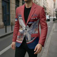 Personalized Serbia Blazer White Double Headed Eagle With Coat Of Arms - Wonder Print Shop